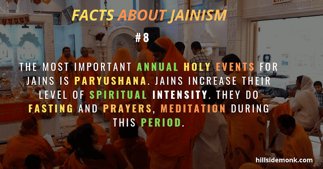 Jain festivals Paryushana and Daslakshana, Mahavir Jayanti, and Diwali.